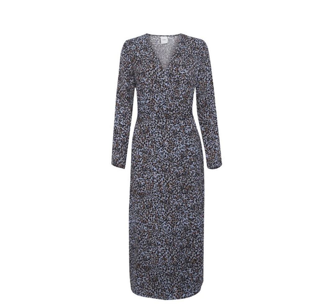 Ichi Clothing US Size Small / EU36 Ihbarbara Dress Leopard Print in Country Blue